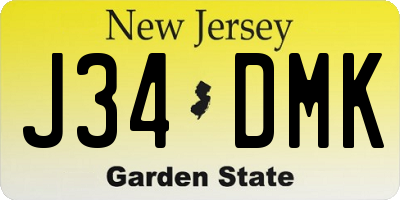 NJ license plate J34DMK