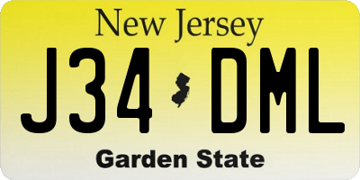 NJ license plate J34DML