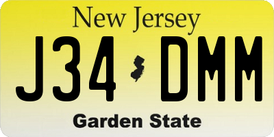 NJ license plate J34DMM