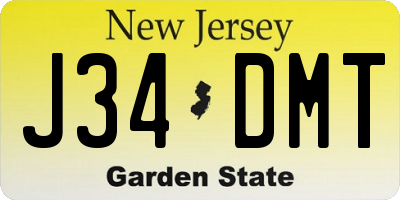 NJ license plate J34DMT