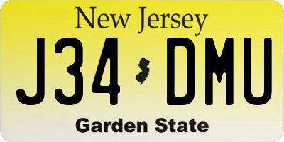 NJ license plate J34DMU