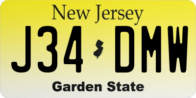 NJ license plate J34DMW