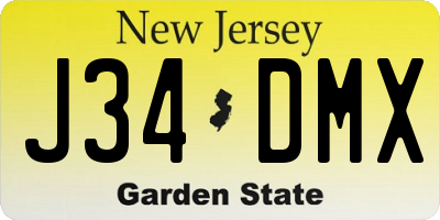NJ license plate J34DMX