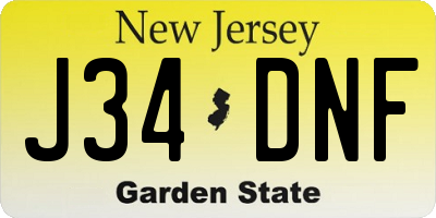 NJ license plate J34DNF