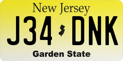 NJ license plate J34DNK