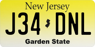 NJ license plate J34DNL