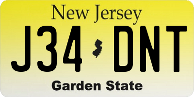 NJ license plate J34DNT
