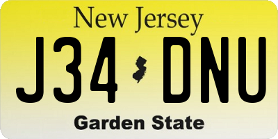 NJ license plate J34DNU