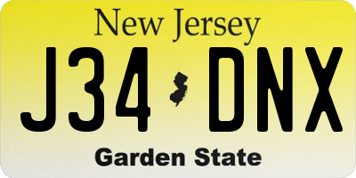 NJ license plate J34DNX