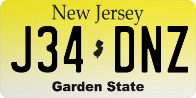 NJ license plate J34DNZ