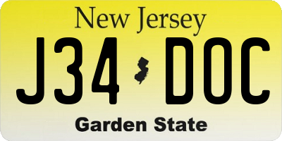 NJ license plate J34DOC