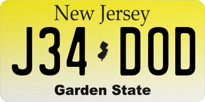 NJ license plate J34DOD