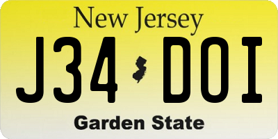 NJ license plate J34DOI