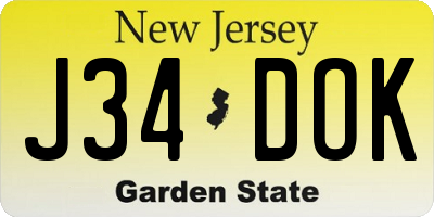 NJ license plate J34DOK