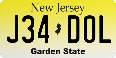 NJ license plate J34DOL