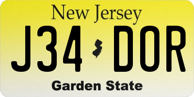 NJ license plate J34DOR