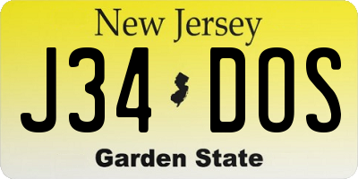 NJ license plate J34DOS