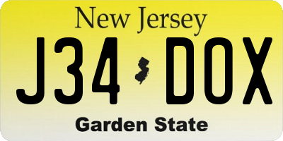 NJ license plate J34DOX