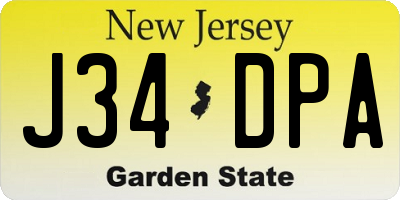 NJ license plate J34DPA