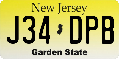 NJ license plate J34DPB