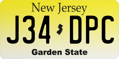 NJ license plate J34DPC