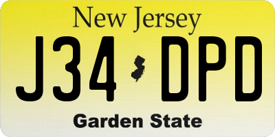 NJ license plate J34DPD