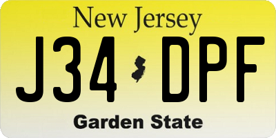 NJ license plate J34DPF