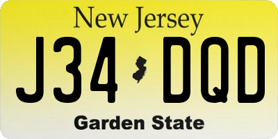 NJ license plate J34DQD