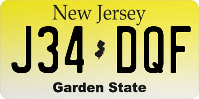 NJ license plate J34DQF