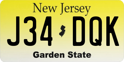 NJ license plate J34DQK