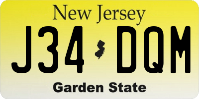 NJ license plate J34DQM