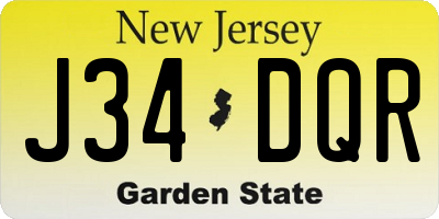 NJ license plate J34DQR
