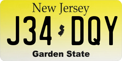 NJ license plate J34DQY