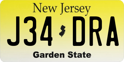 NJ license plate J34DRA