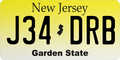NJ license plate J34DRB
