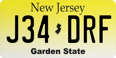 NJ license plate J34DRF