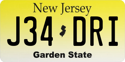 NJ license plate J34DRI