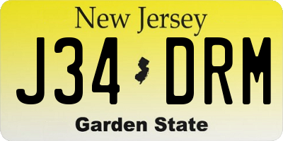 NJ license plate J34DRM