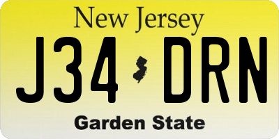 NJ license plate J34DRN