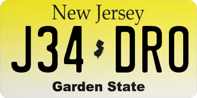 NJ license plate J34DRO