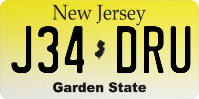 NJ license plate J34DRU