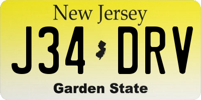 NJ license plate J34DRV