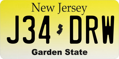 NJ license plate J34DRW