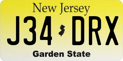 NJ license plate J34DRX