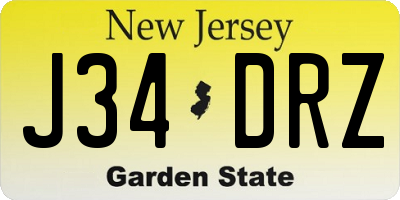 NJ license plate J34DRZ