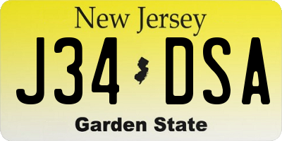 NJ license plate J34DSA