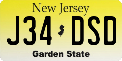 NJ license plate J34DSD