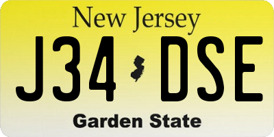 NJ license plate J34DSE