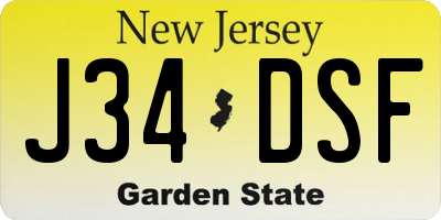 NJ license plate J34DSF