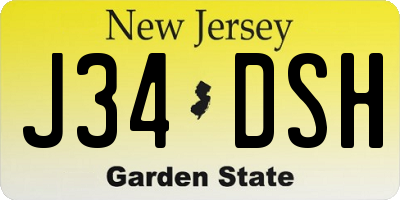 NJ license plate J34DSH